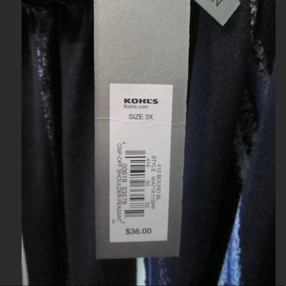 Apt 9 Plus Size 3X Top Navy Blue Off The Shoulders - Picture 3 of 3